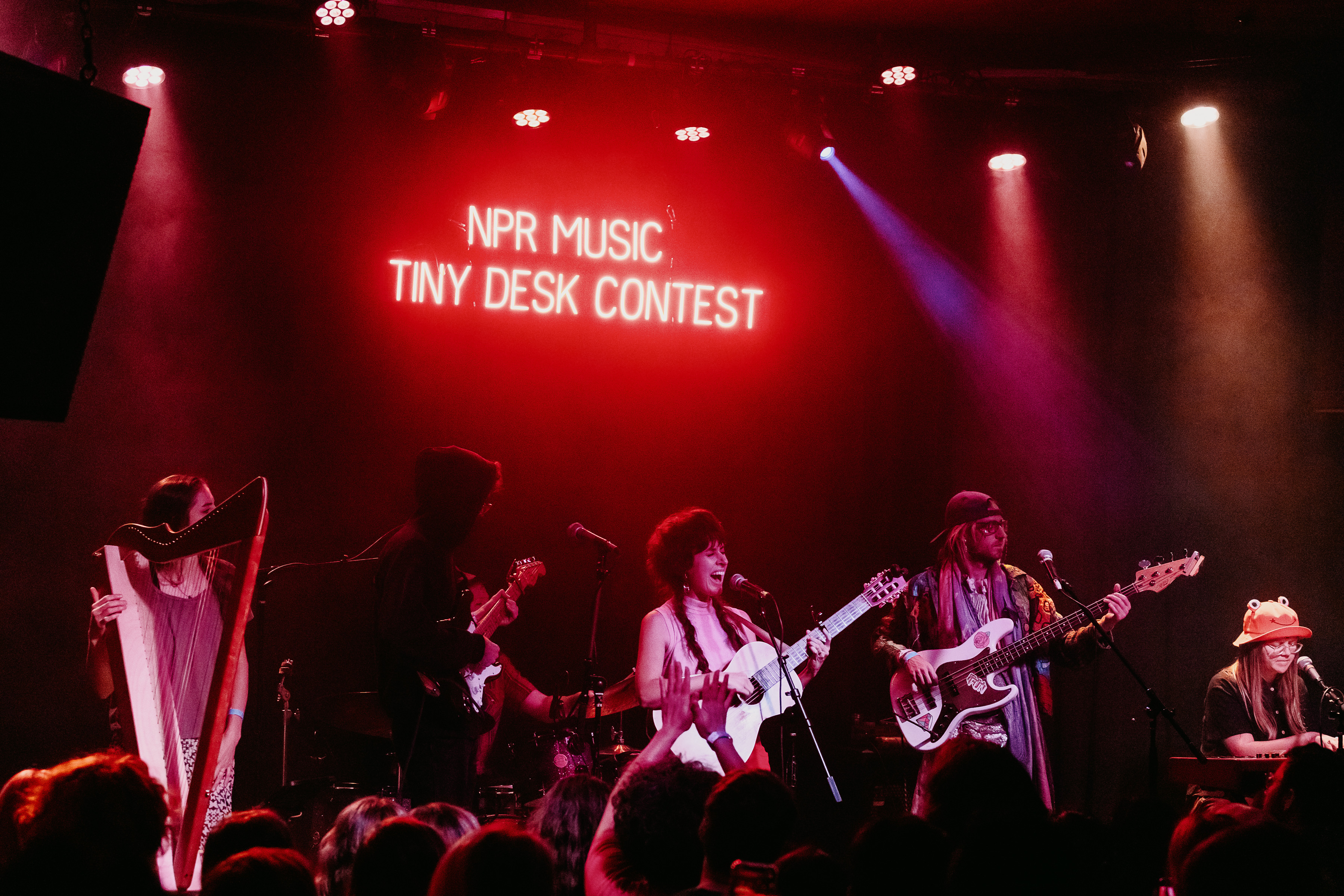 Utah band Little Moon playing on the Tiny Desk Contest on the Road tour. (Courtesy Emma Hardyman)